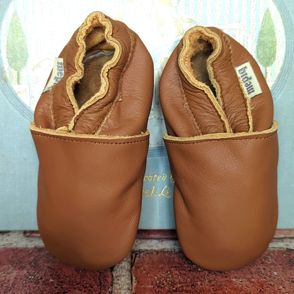 Mepiq Brown Leather Baby Walker Shoes 6-12 Mos.